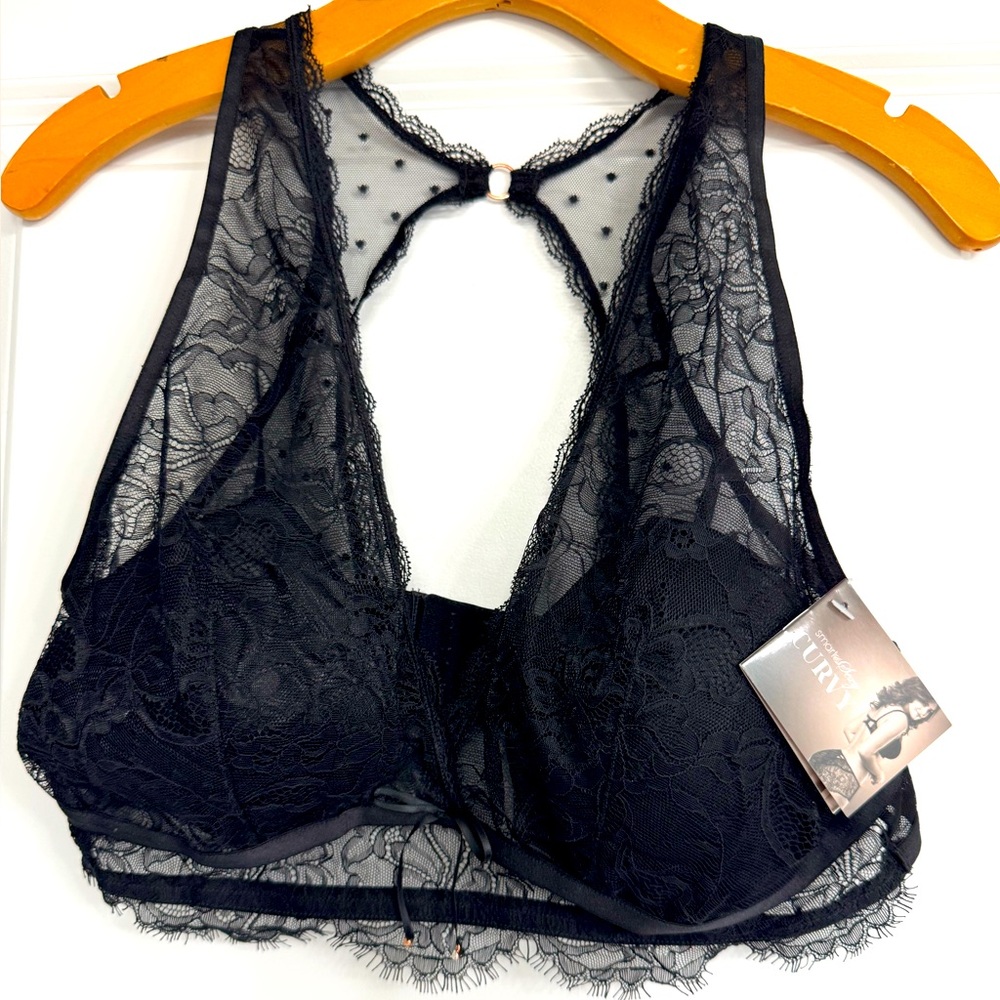 Elegant Black Lace Bralette Sz 38